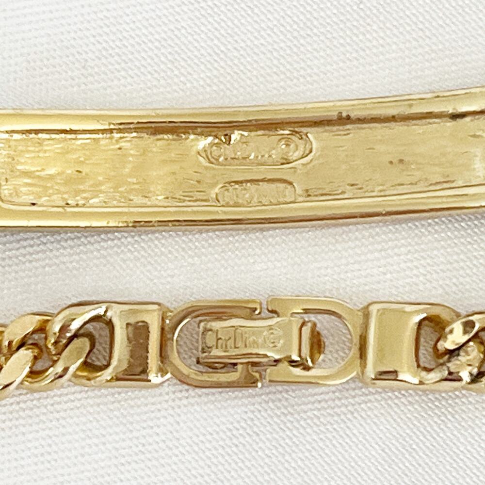 DIOR Vintage Logo Plaque Chain ID Bracelet Gold Tone - Picture 6 of 11